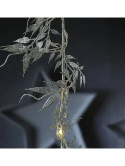 LED Drahtlichterkette glitzernde Blätter 30 LED L: 150cm in silber