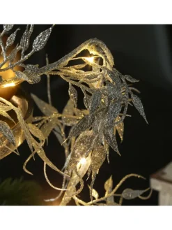 LED Drahtlichterkette glitzernde Blätter 30 LED L: 150cm in silber