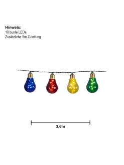 LED Glühbirnen Lichterkette Glow, outdoor, Netzbetrieb, bunt, 3,6m