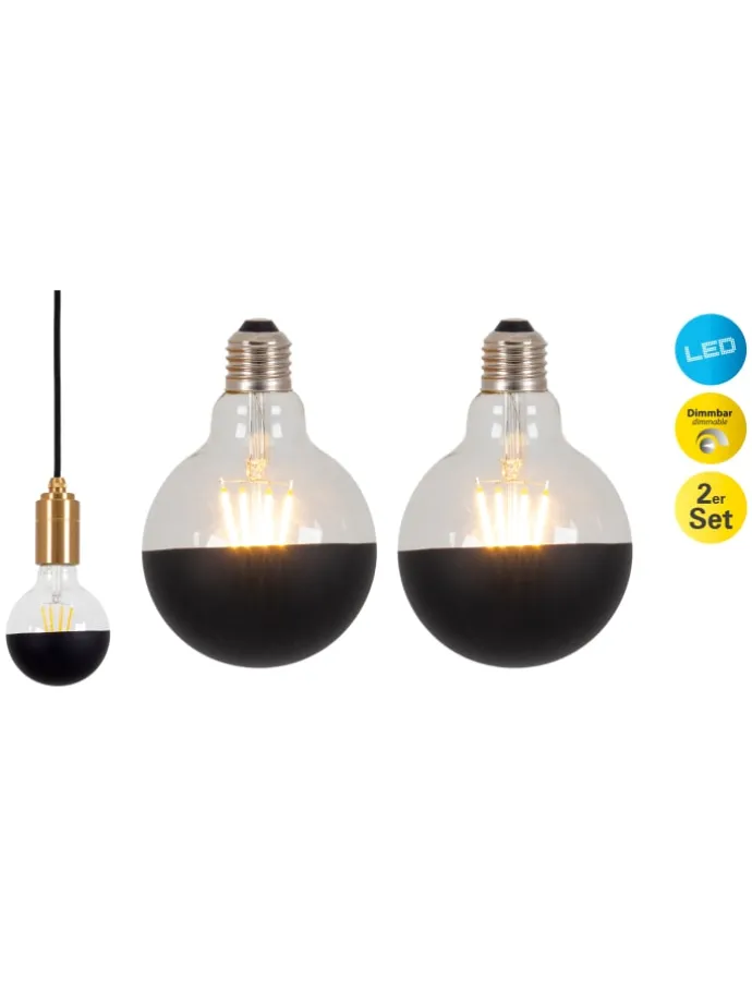 LED Leuchtmittel "TOMY" in schwarz - (L)9.5 cm x (B)9.5 cm x (H)13.5 cm - EEK F