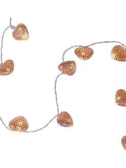 LED Lichterkette 10 leuchtende Herzen L: 90cm in kupfer