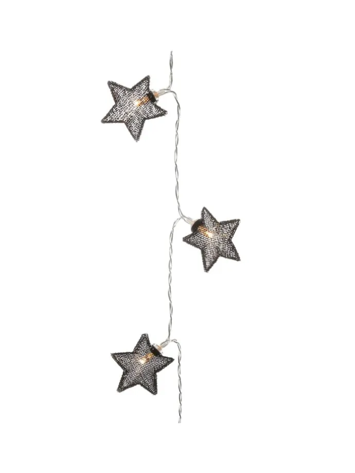 LED Lichterkette Sterne Dekolichterkette Weihnachten 0,9m in schwarz