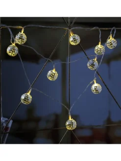 LED Lichterkette Diskokugel 10 kleine Spiegelkugeln L: 1,35m in silber