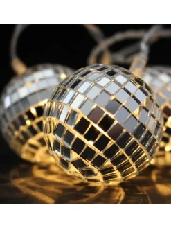 LED Lichterkette Diskokugel 10 kleine Spiegelkugeln L: 1,35m in silber
