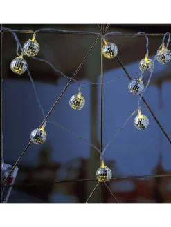 LED Lichterkette Diskokugel 10 kleine Spiegelkugeln L: 1,35m in silber