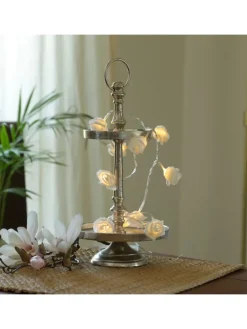 LED Lichterkette Mini Rosen 10 Blumen Batteriebetrieb L: 90cm in weiß