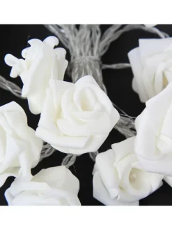 LED Lichterkette Mini Rosen 10 Blumen Batteriebetrieb L: 90cm in weiß
