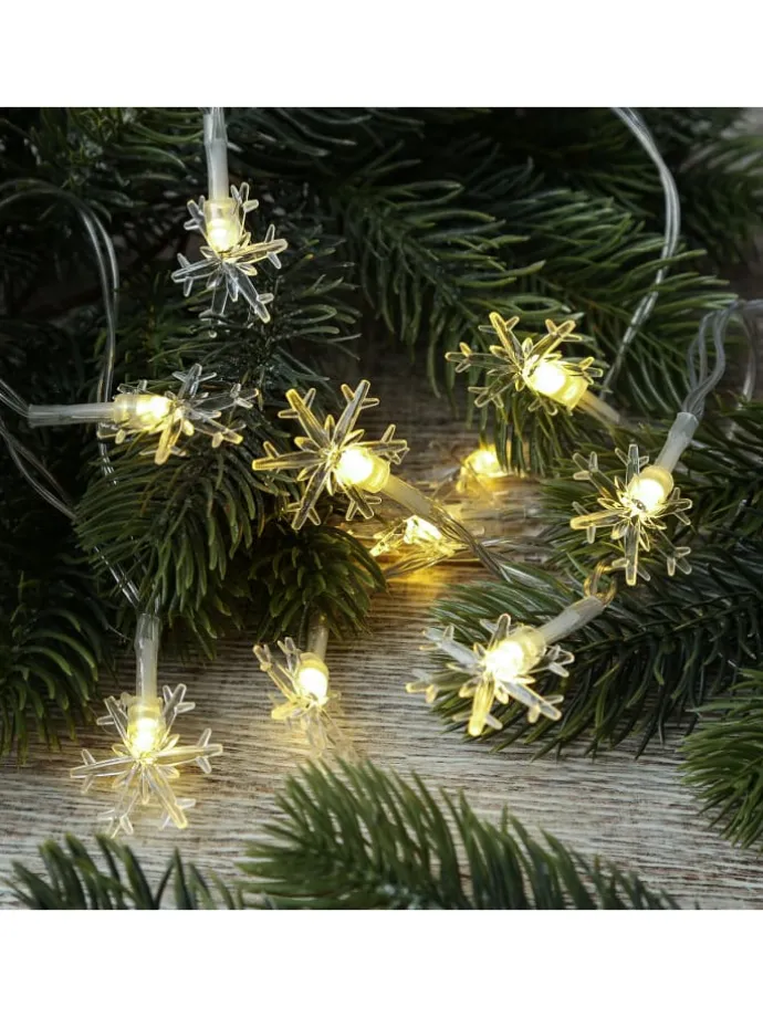 LED Lichterkette Schneeflocken L: 2m in transparent