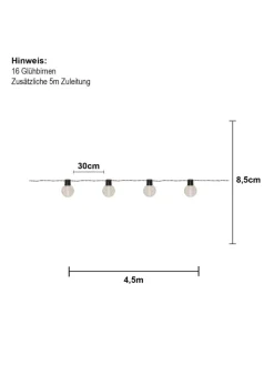 LED Outdoor-Lichterkette ,Partaj, Netzbetrieb, 16 LEDs, klar, warmwe