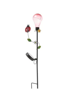 LED Solar Gartenstecker Schmetterling Deko Gartenspieß H: 84cm in rot