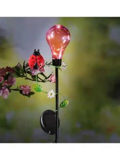 LED Solar Gartenstecker Schmetterling Deko Gartenspieß H: 84cm in rot