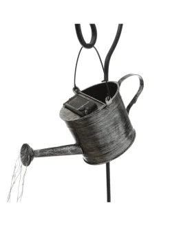 LED Solar Gießkanne mit Wasserfalleffekt H: 90cm in silber