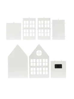 LED Solar Haus Lichthaus DIY Deko Laterne Metall H: 28cm Lichtsensor in weiß