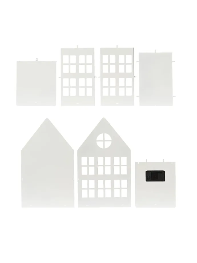 LED Solar Haus Lichthaus DIY Deko Laterne Metall H: 28cm Lichtsensor in weiß