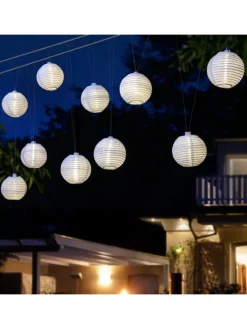 LED Solar Lichterkette Lampions L: 4,5m in weiß