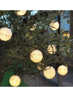 LED Solar Lichterkette Lampions L: 4,5m in weiß