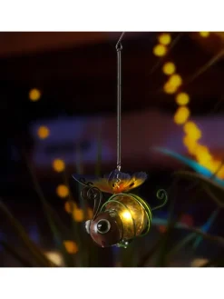 LED Solar Schmetterling Gartenfigur hängend in gelb