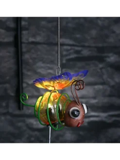 LED Solar Schmetterling Gartenfigur hängend in gelb