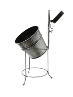 LED Solar Wasserhahn mit Blumentopf Gartendeko H: 60cm silber