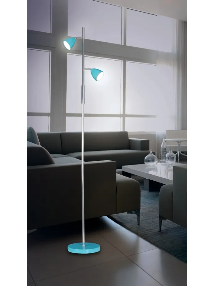 LED Stehleuchte "AARON" in türkis - (L)19 cm x (B)19 cm x (H)145 cm - EEK E