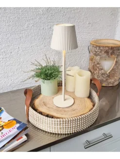 LED Tischlampe dimmbar Touch Farbwechsler IP44 Innen & Außen 36,5x11cm in Sand