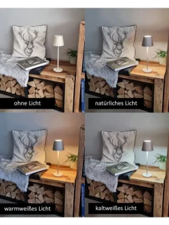 LED Tischlampe dimmbar Touch Farbwechsler IP44 Innen & Außen 36,5x11cm in Sand