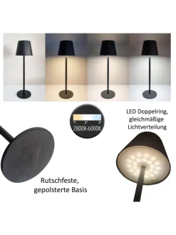 LED Tischlampe dimmbar Touch Farbwechsler IP44 Innen & Außen 36,5x11cm in Grün