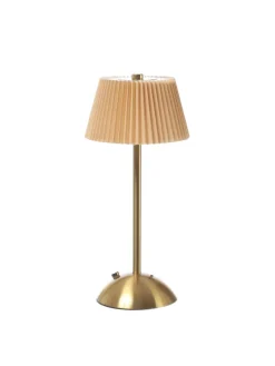 LED Tischlampe mit Schirm aufladbar dimmbar 3 Lichtfarben H: 30,5cm braun