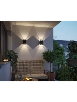 LED Wandleuchte Tharin IP44 3000K 120x104mm 2x3,7W Schwarz