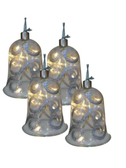 LED Weihnachtsartikel "GLOCKE" in silber - (L)11 cm x (B)11 cm x (H)13 cm