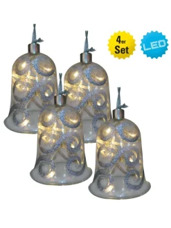 LED Weihnachtsartikel "GLOCKE" in silber - (L)11 cm x (B)11 cm x (H)13 cm