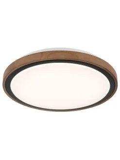 LED-Deckenleuchte "Bruno" in Hellbraun/ Weiß - (H)9,5 x Ø 36 cm