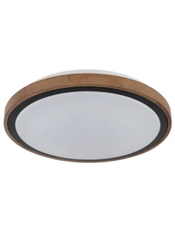 LED-Deckenleuchte "Bruno" in Hellbraun/ Weiß - (H)9,5 x Ø 36 cm