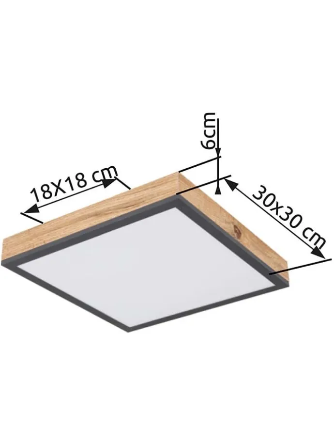 LED-Deckenleuchte "Doro" in Hellbraun/ Grau - (B)30 x (H)30 cm