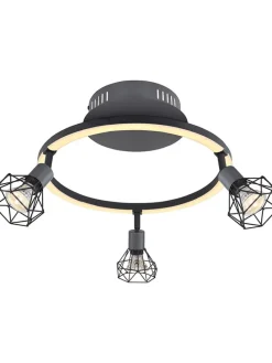 LED-Deckenleuchte "Jutta" in Anthrazit/ Gold - (L)46 x (B)38,5 x (H)20 cm