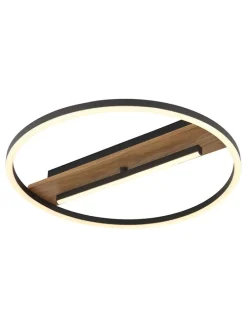 LED-Deckenleuchte "Pikara" in Schwarz/ Hellbraun - (H)5,5 x Ø 40,5 cm