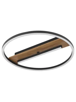 LED-Deckenleuchte "Pikara" in Schwarz/ Hellbraun - (H)5,5 x Ø 40,5 cm