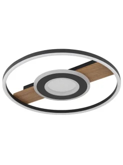 LED-Deckenleuchte "Pikara" in Schwarz/ Hellbraun - (H)5,5 x Ø 40,5 cm