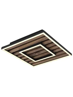 LED-Deckenleuchte "Woody" in Braun - (B)30 x (H)6 x (T)30 cm