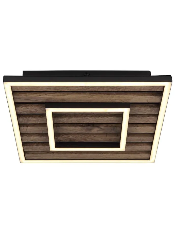 LED-Deckenleuchte "Woody" in Braun - (B)30 x (H)6 x (T)30 cm