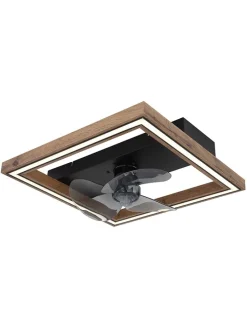 LED-Deckenventilator "Celinata" in Schwarz/ Braun - (B)44 x (H)13,5 cm