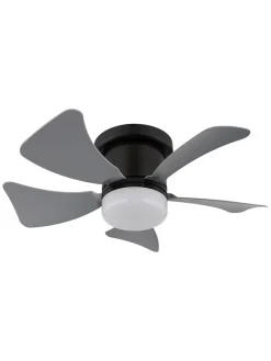 LED-Deckenventilator "Hinea" in Schwarz - (H)13 x Ø 40,6 cm