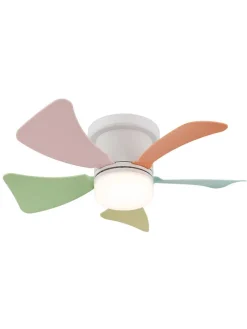 LED-Deckenventilator "Hinea" in Weiß/ Bunt - (H)13 x Ø 40,6 cm