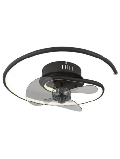LED-Deckenventilator "Koren" in Schwarz - (H)13,9 x Ø 45 cm