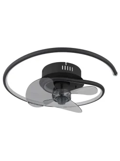 LED-Deckenventilator "Koren" in Schwarz - (H)13,9 x Ø 45 cm