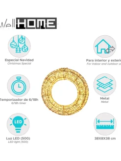 LED-Dekoanhänger in Gold - Ø 38 cm