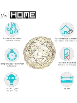 LED-Dekoanhänger in Silber - Ø 25 cm