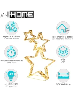 LED-Dekoaufsteller in Gold - (H)80 x (T)10 cm