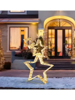 LED-Dekoaufsteller in Gold - (H)80 x (T)10 cm