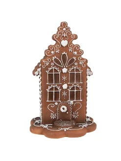 LED-Dekohaus in Hellbraun - (B)13 x (H)20 x (T)13 cm